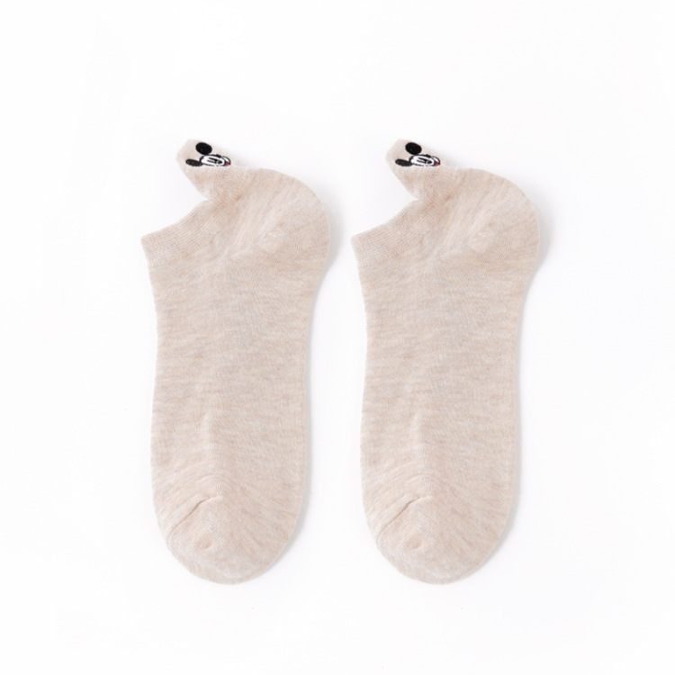 Spring And Summer, Followed By Cotton Embroidery Mickey Mouse Socks Fashion Duantong Female Socks Socks Wholesale